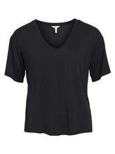 Load image into Gallery viewer, OBJANNIE RE S/S V-NECK TOP NOOS | BLACK OBJECT