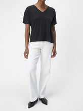 Load image into Gallery viewer, OBJANNIE RE S/S V-NECK TOP NOOS | BLACK OBJECT