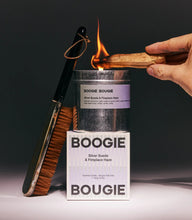 Load image into Gallery viewer, SCENTED CANDLE 250G | SILVER SUEDE & FIREPLACE HAZE BOOGIE BOUGIE
