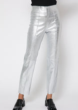 Load image into Gallery viewer, These leggings are made of soft, stretchy silver lamb leather from the Danish  brand NORR