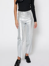 Load image into Gallery viewer, CELIA SILVER PINTUCK LEATHER PANTS | SILVER NORR