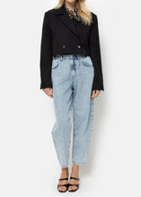 Load image into Gallery viewer, LYGIE CROPPED DOUBLE BREASTED BLAZER | BLACK AME
