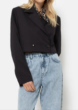 Load image into Gallery viewer, LYGIE CROPPED DOUBLE BREASTED BLAZER | BLACK AME