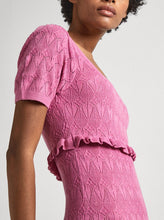 Load image into Gallery viewer, GOLDIE DRESS FINE OPENWORK KNIT | ENGLISH ROSE PINK PEPE JEANS