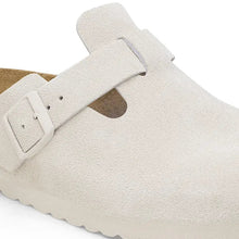 Load image into Gallery viewer, BOSTON SOFT FOOTBED SUEDE LEATHER | ANTIQUE WHITE (NARROW) BIRKENSTOCK