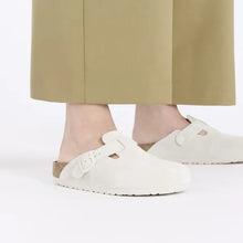 Load image into Gallery viewer, BOSTON SOFT FOOTBED SUEDE LEATHER | ANTIQUE WHITE (NARROW) BIRKENSTOCK