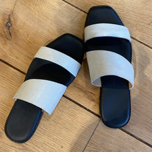 Load image into Gallery viewer, DEFINITIVE ASYMMETRIC SNAKE SANDAL | OFF WHITE