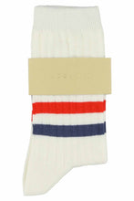 Load image into Gallery viewer, STRIPES SOCKS WOMEN | OFF WHITE-RED-BLUE | 36/41 | ESCUYER