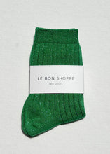 Load image into Gallery viewer, Her Socks - Modal Lurex: Emerald Glitter Le Bon Shoppe