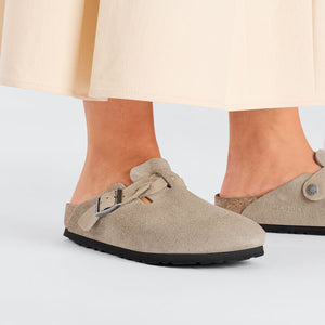BOSTON BRAIDED SUEDE LEATHER | TAUPE BIRKENSTOCK