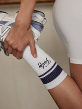 Load image into Gallery viewer, Varley LAMAR CLUB STRIPE SOCK | WHITE/BLUE NIGHTS