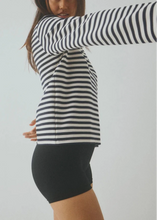 Load image into Gallery viewer, CELIA-M BETSY STRIPE T-SHIRT | PURPLE CREAM STRIPE MBYM