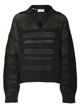 Load image into Gallery viewer, SLFFINA LS COLLAR KNIT  | BLACK SELECTED