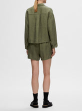 Load image into Gallery viewer, SLFLINNIE LS LINEN SHIRT | OLIVINE SELECTED