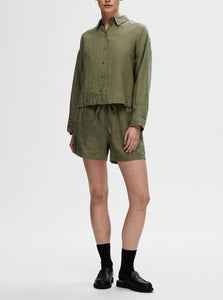 SLFLINNIE LS LINEN SHIRT | OLIVINE SELECTED