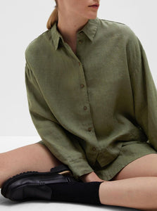 SLFLINNIE LS LINEN SHIRT | OLIVINE SELECTED