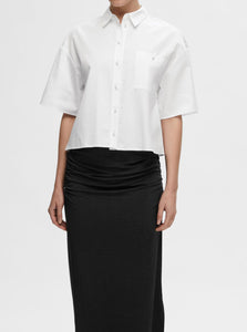 SLFAGNESE 2/4 CROPPED PEARL SHIRT | BRIGHT WHITE SELECTED