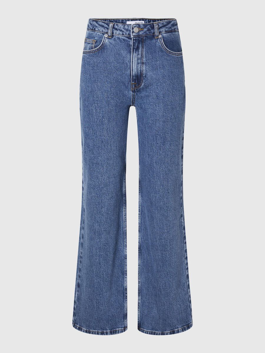 SLFALICE HW LONG WIDE JEANS | MEDIUM BLUE DENIM SELECTED