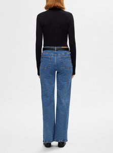 SLFALICE HW LONG WIDE JEANS | MEDIUM BLUE DENIM SELECTED