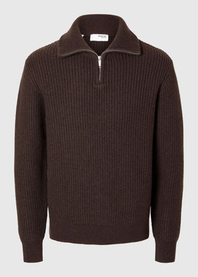 SLHLAND LS KNIT HALF ZIP | CHOCOLATE TORTE SELECTED