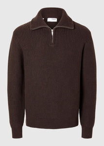 SLHLAND LS KNIT HALF ZIP | CHOCOLATE TORTE SELECTED