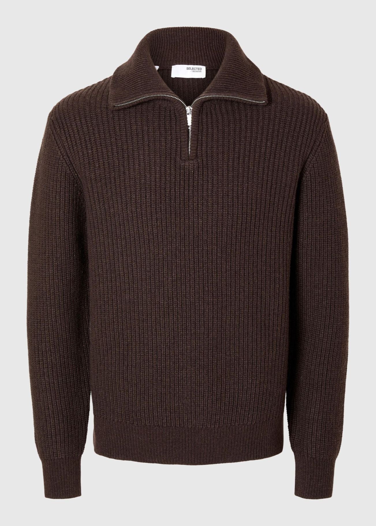 SLHLAND LS KNIT HALF ZIP | CHOCOLATE TORTE SELECTED