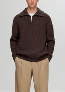 SLHLAND LS KNIT HALF ZIP | CHOCOLATE TORTE SELECTED
