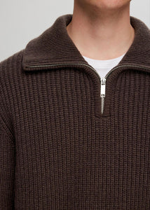 SLHLAND LS KNIT HALF ZIP | CHOCOLATE TORTE SELECTED