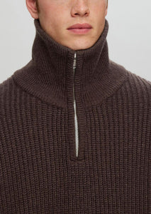 SLHLAND LS KNIT HALF ZIP | CHOCOLATE TORTE SELECTED