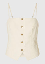 Load image into Gallery viewer, SLFMETTE BUTTONED JACQUARD STRAP TOP | SNOW WHITE SELECTED