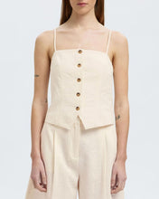 Load image into Gallery viewer, SLFMETTE BUTTONED JACQUARD STRAP TOP | SNOW WHITE SELECTED