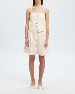 SLFMETTE BUTTONED JACQUARD STRAP TOP | SNOW WHITE SELECTED