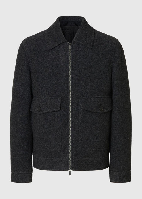 SLHJAKOB WOOL BLEND JACKET | GREY MELANGE SELECTED