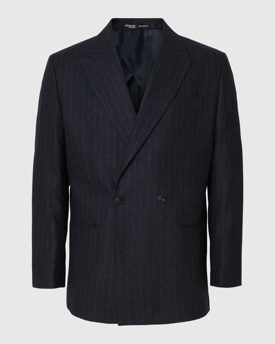 SLHRELAXED-ANDERSON WOOL BLEND BLAZER | DARK NAVY CHALK STRIPE SELECTED MEN