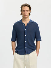 Load image into Gallery viewer, SLHSHANE SS OPEN STRUC POLO CARDIGAN | SARGASSO SEA SELECTED MEN
