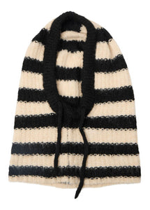 OBJMILU KNIT BALACLAVA  | BLACK STRIPES SANDSHELL OBJECT