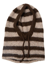 Load image into Gallery viewer, OBJMILU KNIT BALACLAVA  | SEAL BROWN STRIPES HUMUS OBJECT