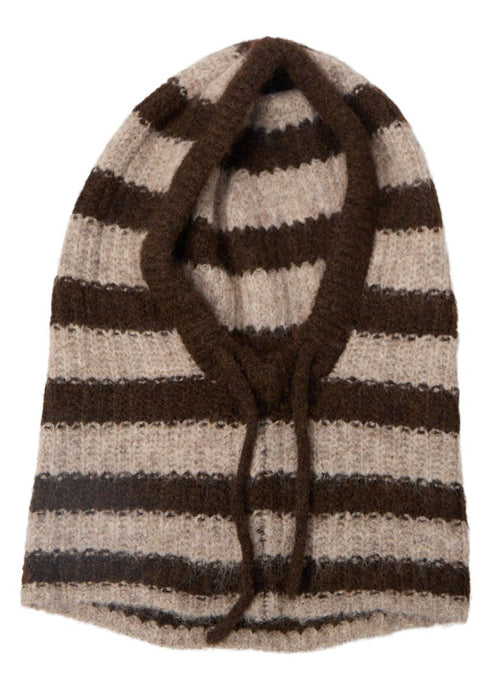 OBJMILU KNIT BALACLAVA  | SEAL BROWN STRIPES HUMUS OBJECT