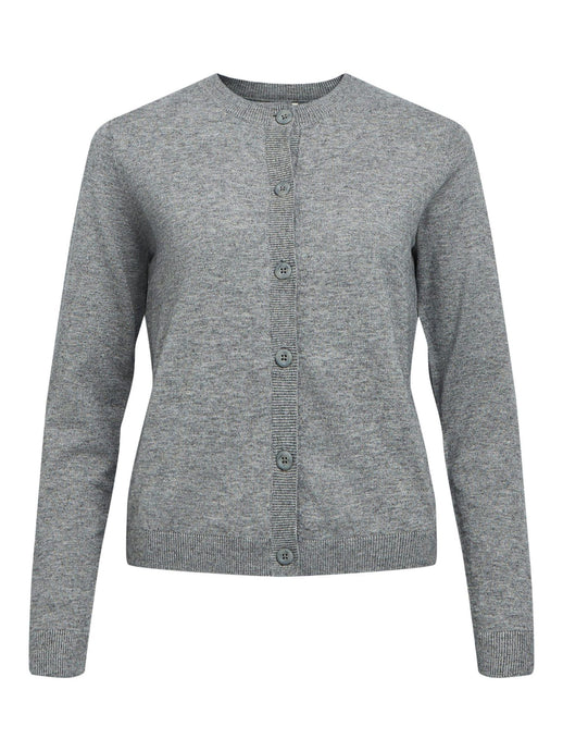 OBJTHESS L/S SHORT CARDIGAN | MEDIUM GREY MELANGE OBJECT