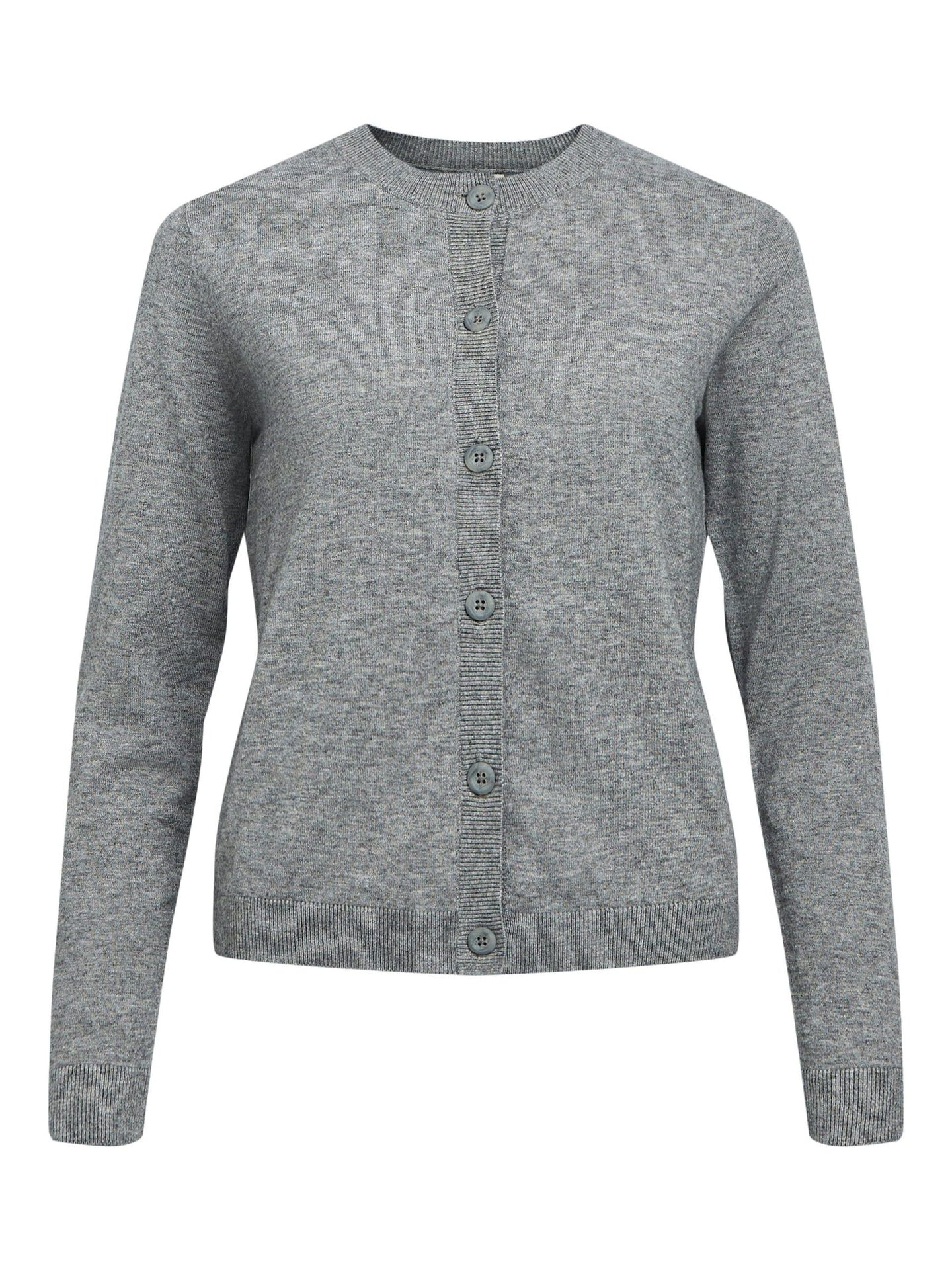 OBJTHESS L/S SHORT CARDIGAN | MEDIUM GREY MELANGE OBJECT