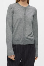 Charger l&#39;image dans la galerie, OBJTHESS L/S SHORT CARDIGAN | MEDIUM GREY MELANGE OBJECT