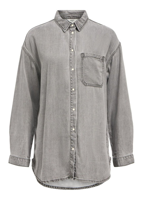 OBJFRAME L/S LO SHIRT  | LIGHT GREY DENIM