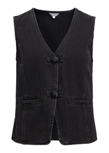 OBJZARAFINE S/L RE DENIM WAISTCOAT | BLACK DENIM OBJECT