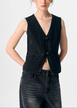 Load image into Gallery viewer, OBJZARAFINE S/L RE DENIM WAISTCOAT | BLACK DENIM OBJECT