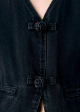 Load image into Gallery viewer, OBJZARAFINE S/L RE DENIM WAISTCOAT | BLACK DENIM OBJECT