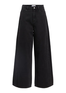 oBJMOJI ZARAFINE HW SUPER WIDE JEANS | BLACK DENIM OBJECT