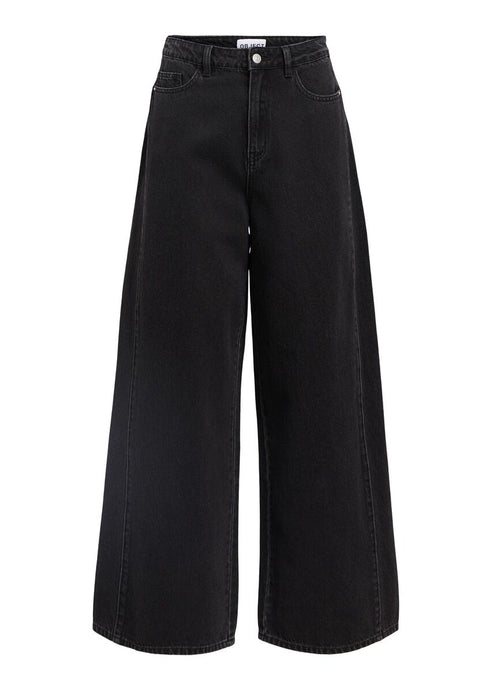 oBJMOJI ZARAFINE HW SUPER WIDE JEANS | BLACK DENIM OBJECT