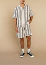 Load image into Gallery viewer, JENS OVER RESORT RIGA SS SHIRT | NAVY STRIPE GABBA