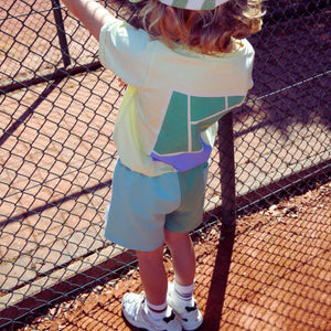 JOG SHORT | SPRUCE GREEN/OFFWHITE/AQUA HAZE