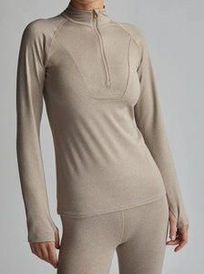 ALWAYS WARM HALF-ZIP BASE LAYER TOP | TAUPE MARL